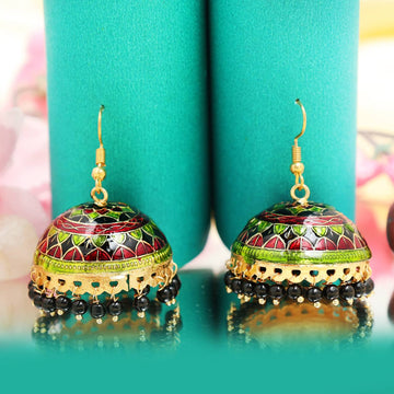 The Mayanagri- Green Blue Meenakari Earrings