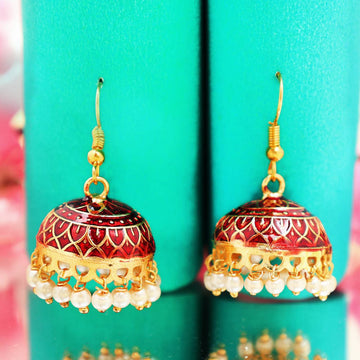 The Mayanagri-Maroon Meenakari Earrings