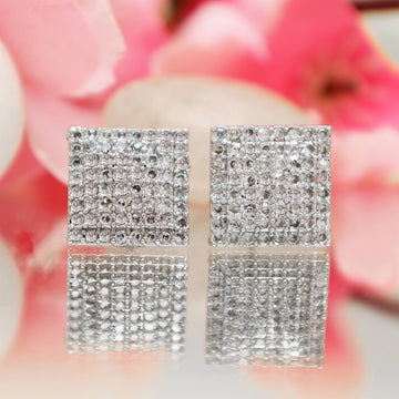 Square American Diamond Stud Earrings for Women