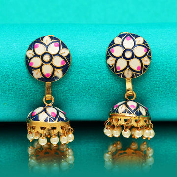 The Champa Blue- Pink Meenakari Earrings