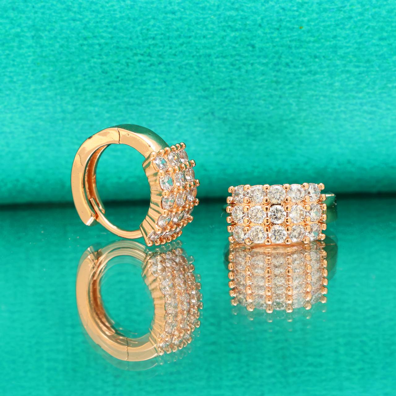 Sparkling Gold-Plated Crystal Hoop Earrings