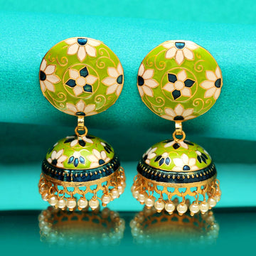 The Bagh Green- Blue Meenakari Earrings