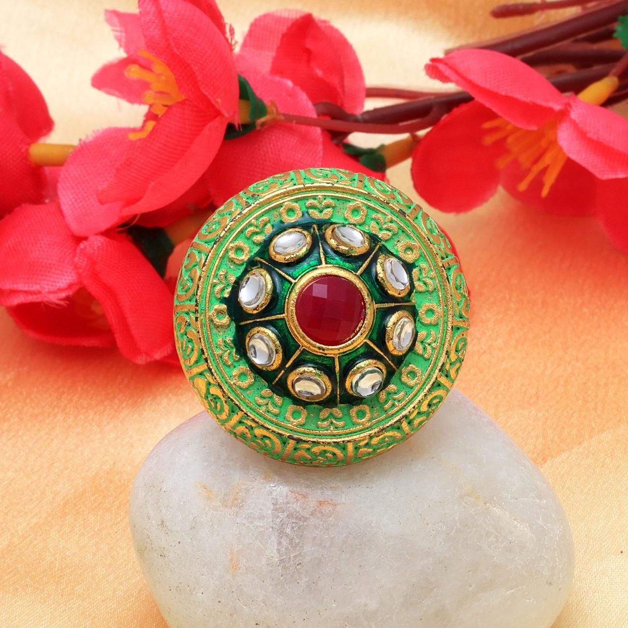 Traditional Kundan Adjustable Ring